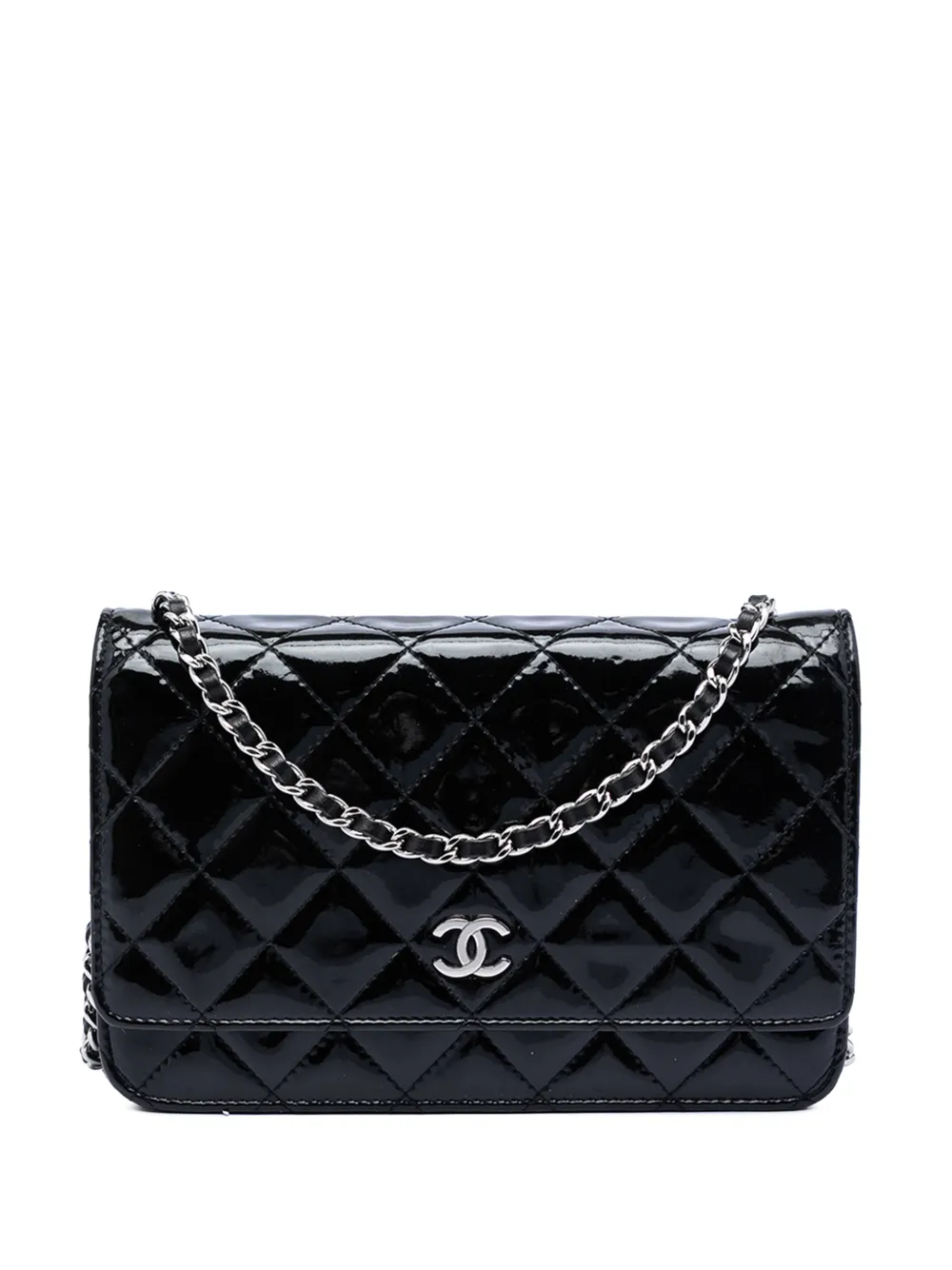 CHANEL Pre-Owned 2010-2011 CC Quilted Patent Wallet On Chain crossbody bag - Nero