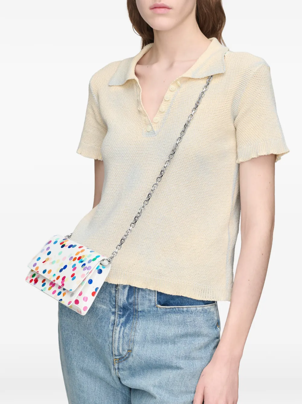 Maison Margiela Portemonnee met ketting en confettiprint Wit