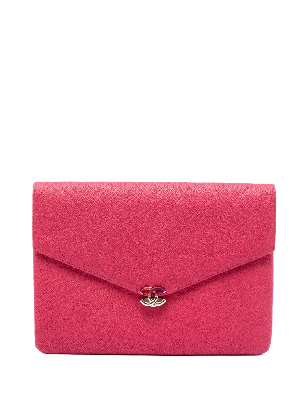 CHANEL Pre-Owned 2018 Paris Cuba Quilted Caviar Thread Around Envelope clutch bag - Pink