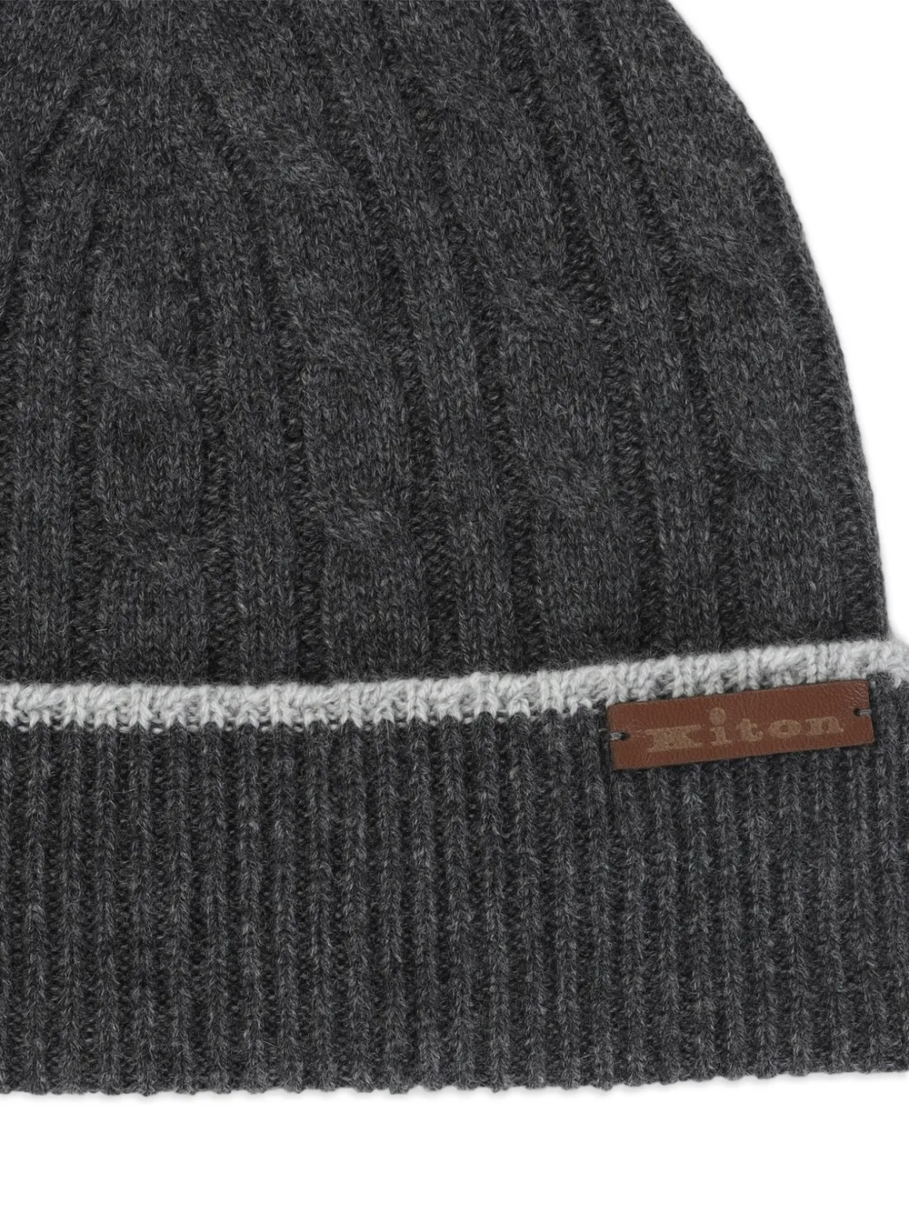 Kiton Kabelgebreide muts Grijs