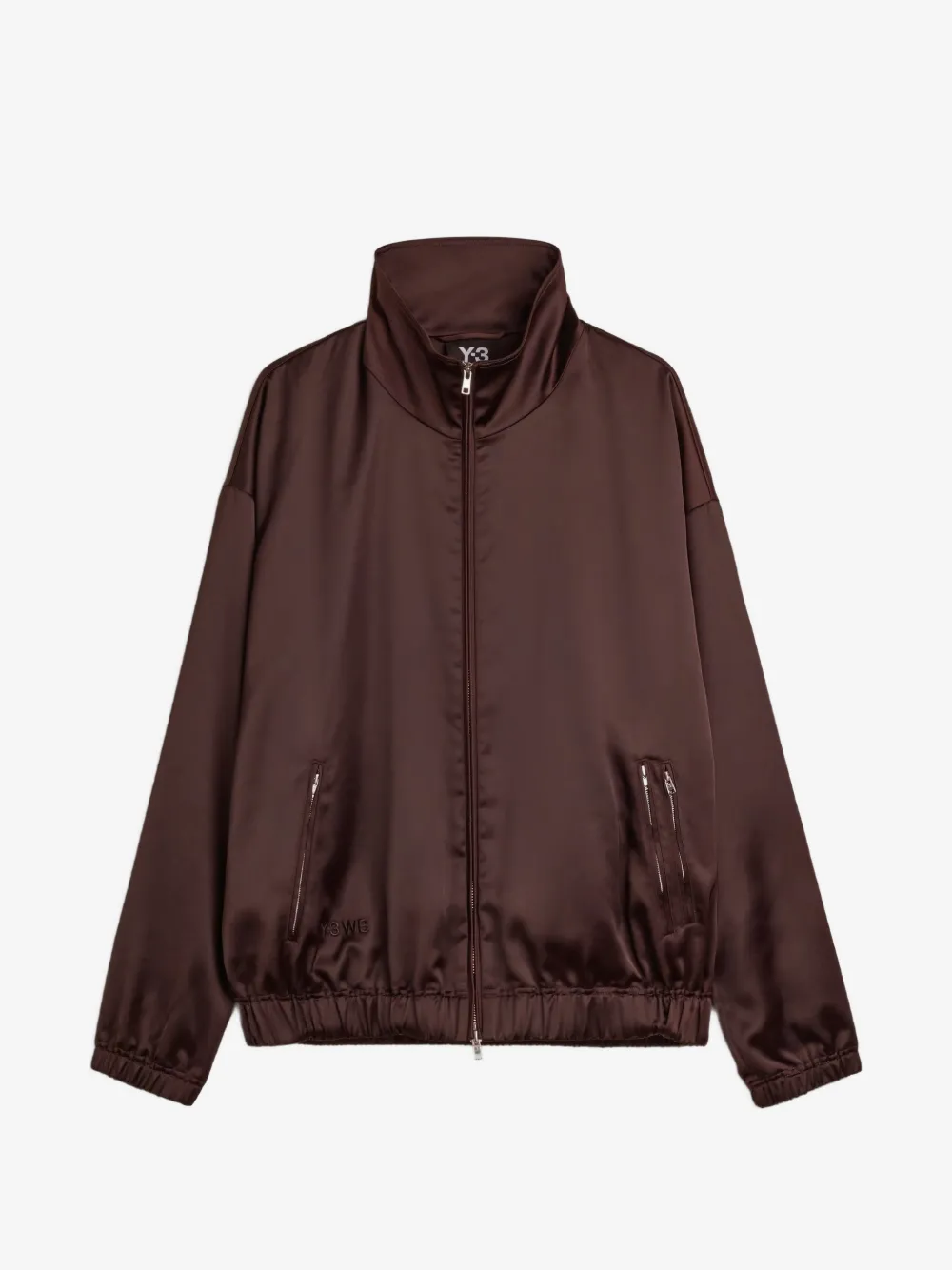 Y-3 embroidered satin jacket | Brown | Image 1