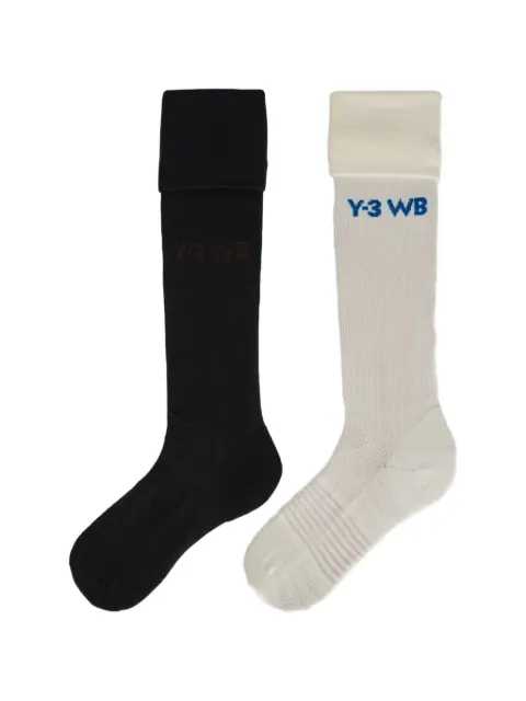 Y-3 x Wales Bonner logo-print knee-high socks (set of two)
