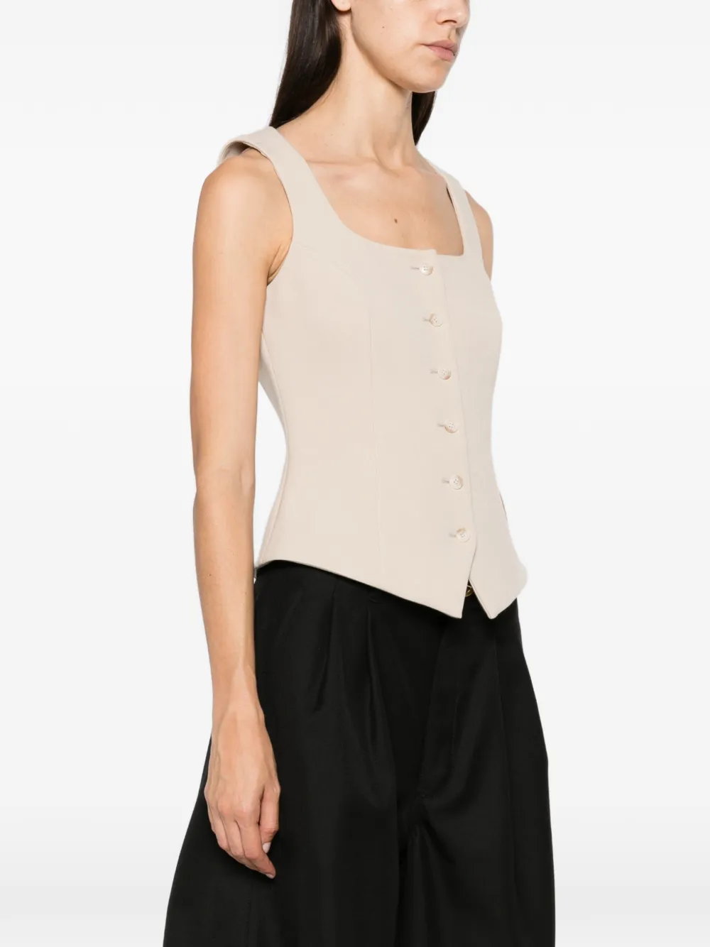 Manuel Ritz button-up square-neck waistcoat Beige