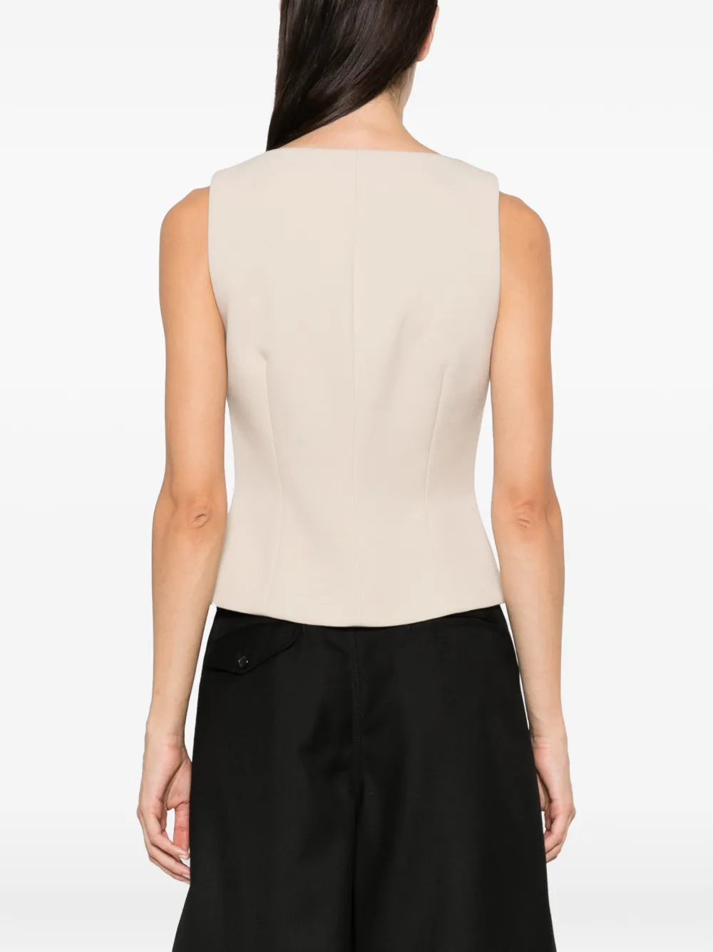 Manuel Ritz button-up square-neck waistcoat Beige