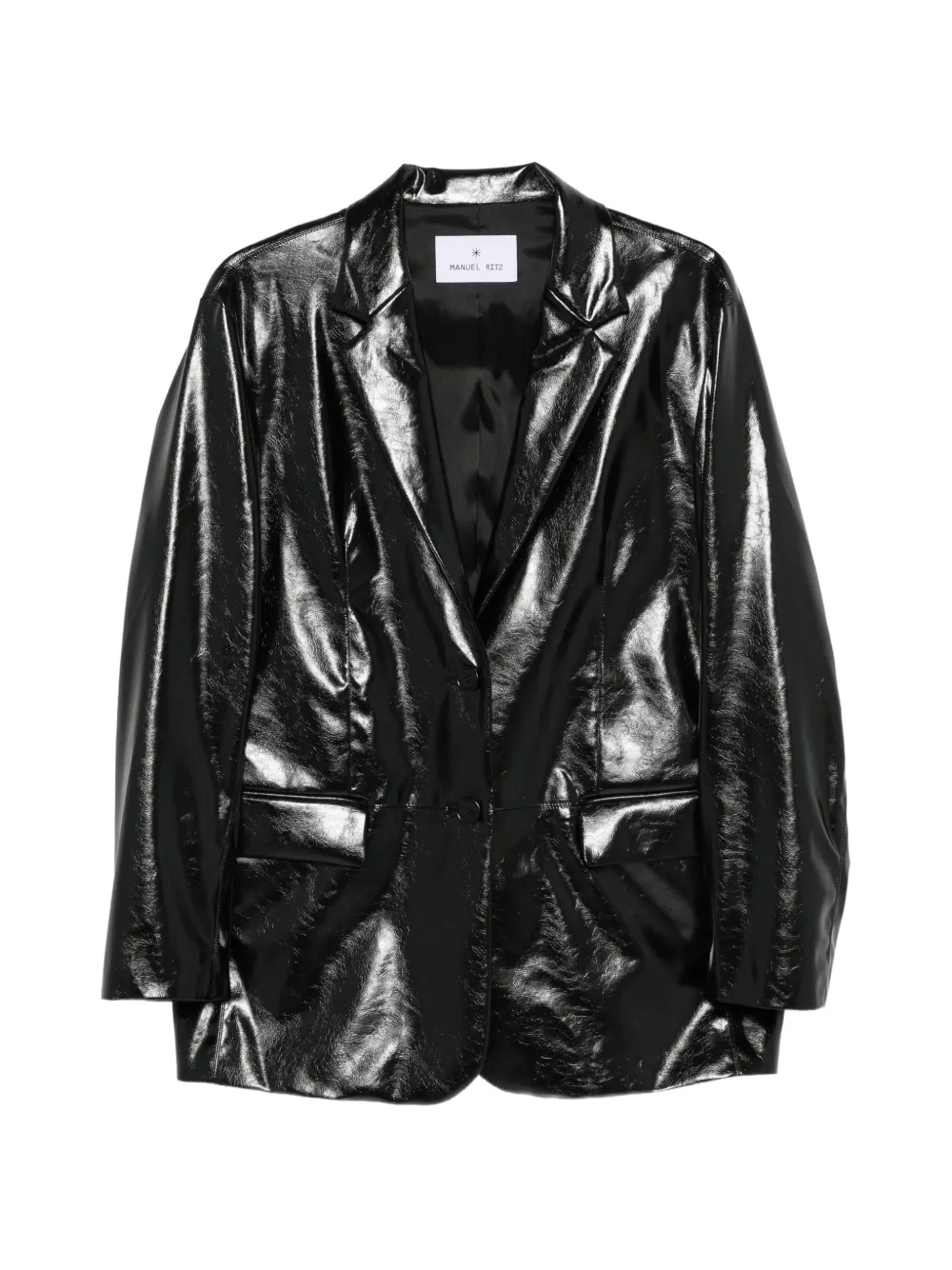 Manuel Ritz patent-effect single-breasted blazer - Schwarz