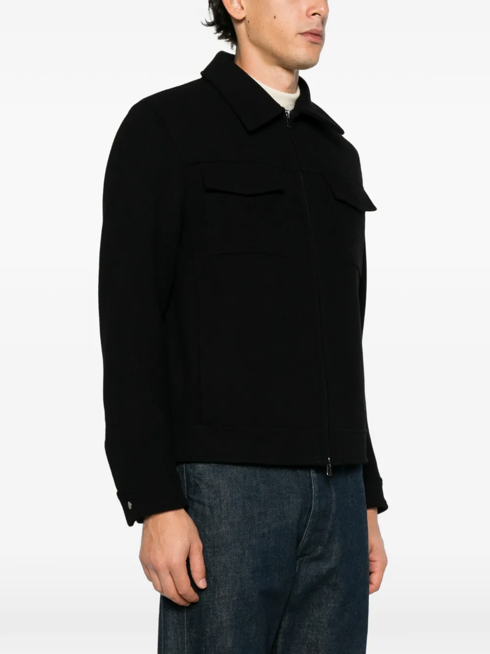 Manuel Ritz zip-fastening bomber jacket Zwart