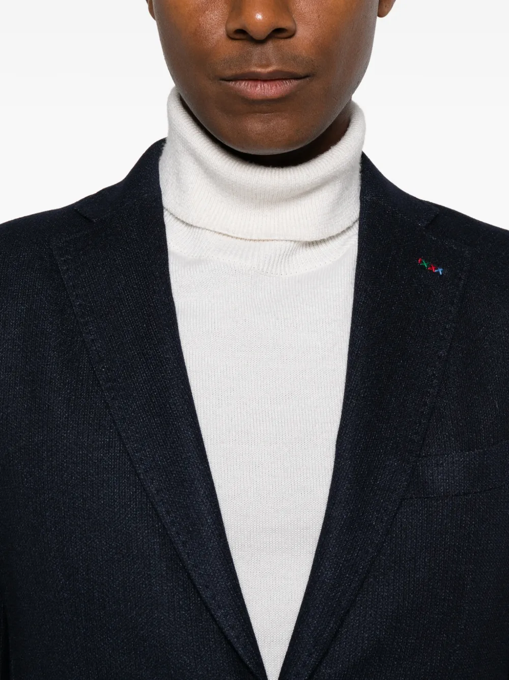Manuel Ritz Jersey blazer met chevron-streep Blauw