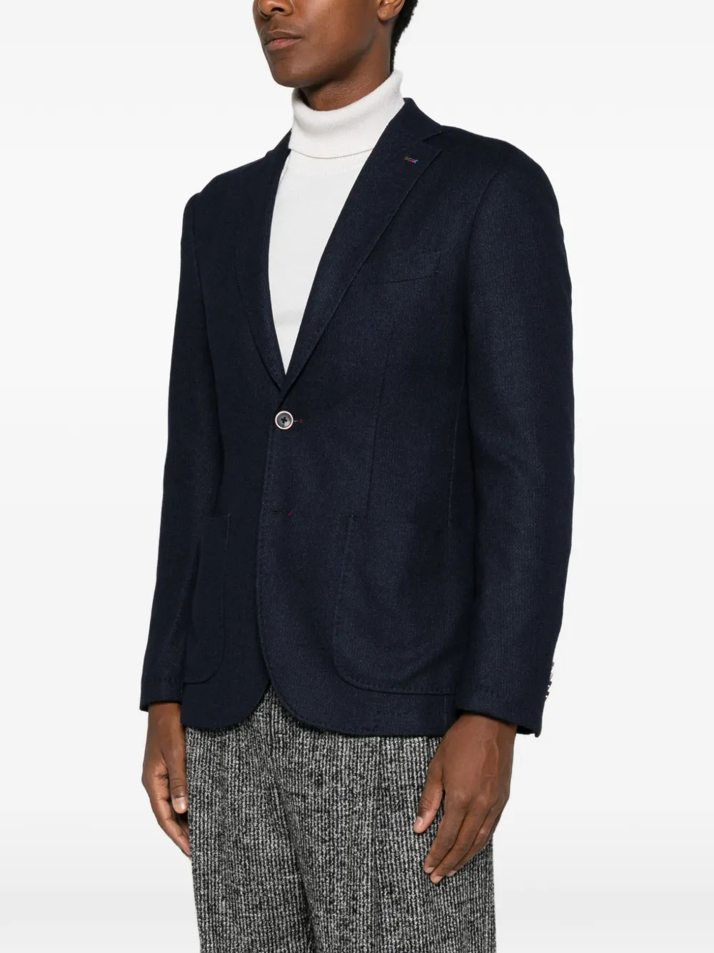Manuel Ritz Jersey blazer met chevron-streep Blauw