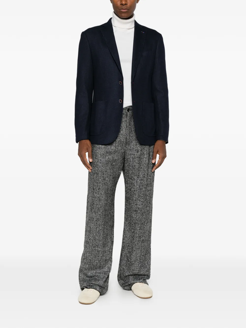Manuel Ritz Jersey blazer met chevron-streep Blauw