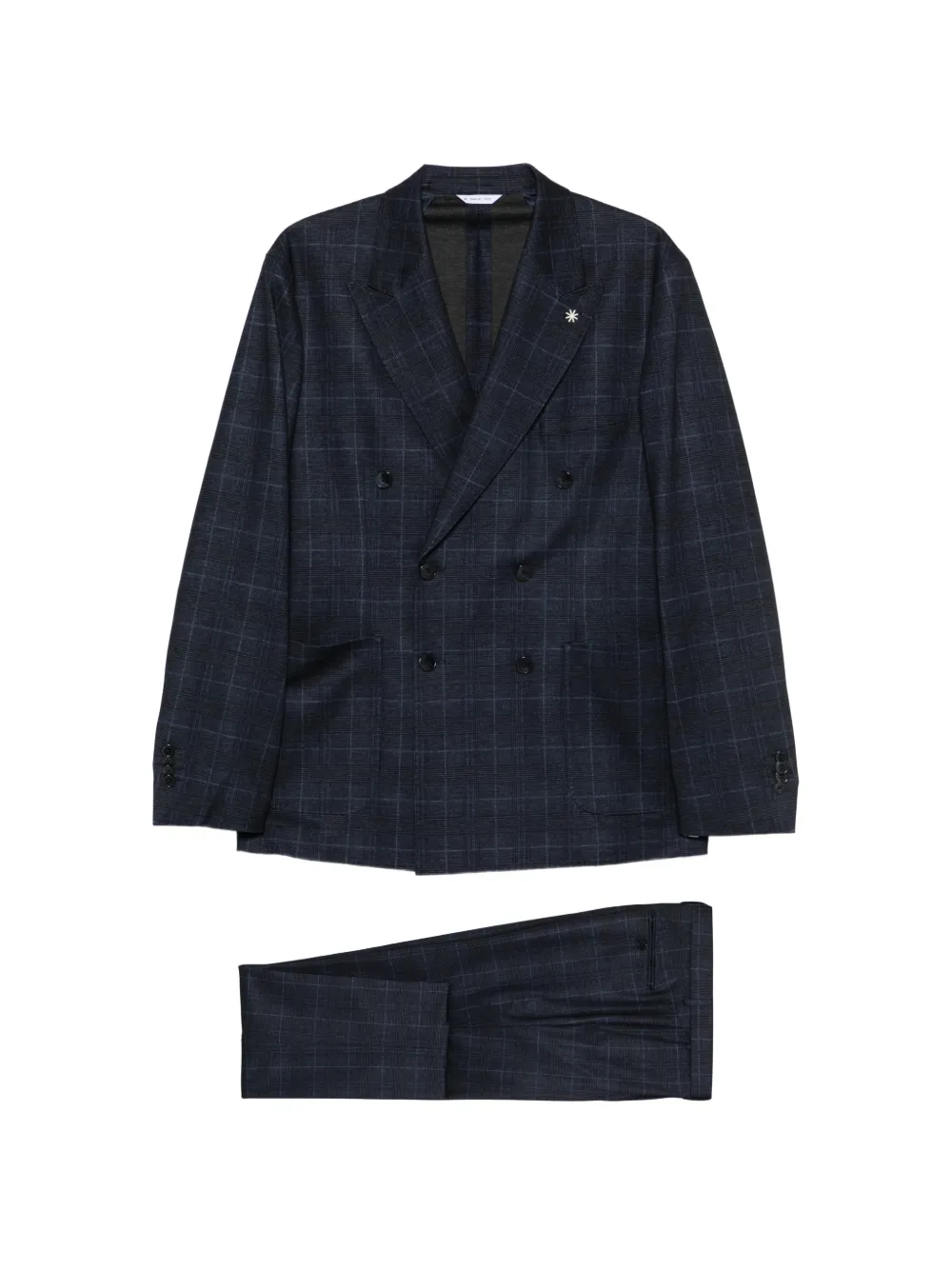 Manuel Ritz check-pattern double-breasted suit | Blue | Image 1