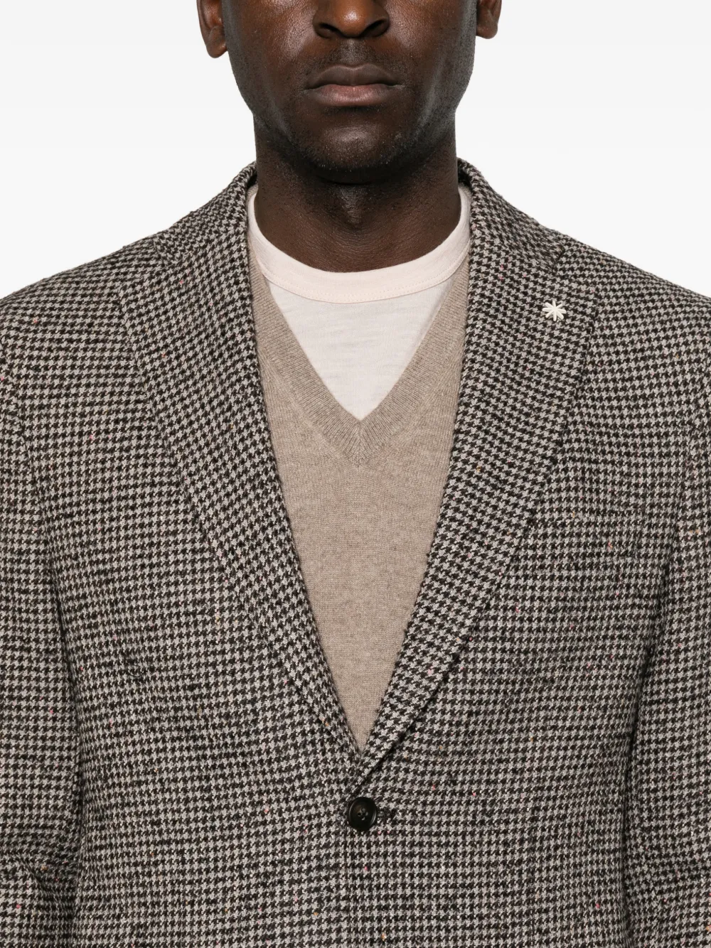 Manuel Ritz Blazer met pied-de-poule print Bruin