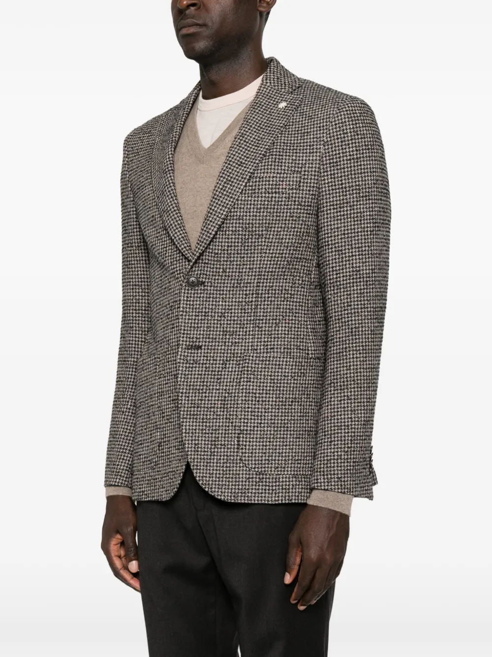 Manuel Ritz Blazer met pied-de-poule print Bruin