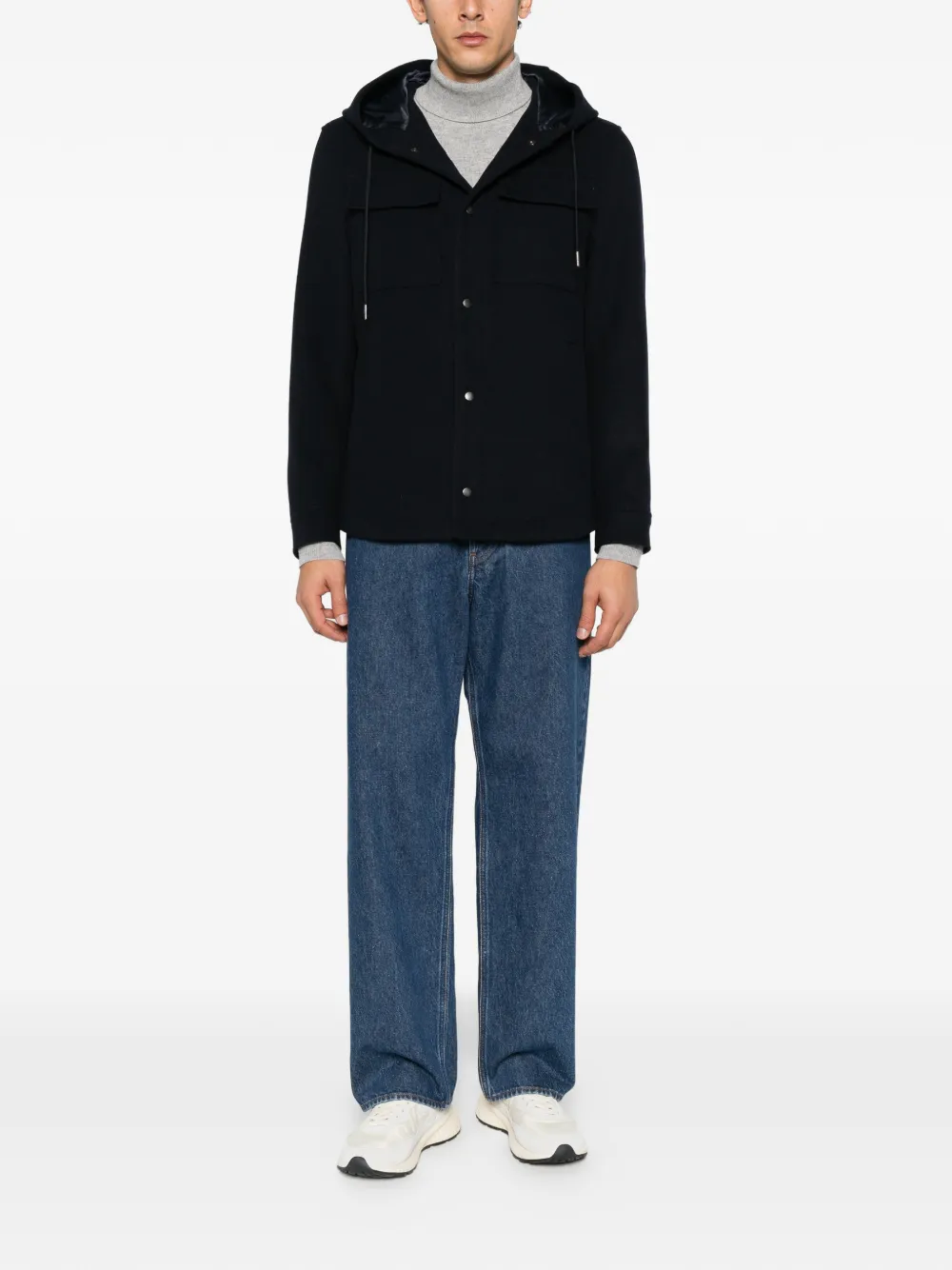 Manuel Ritz hooded chest-pocket jacket Blauw