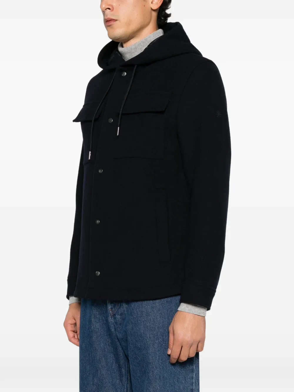 Manuel Ritz hooded chest-pocket jacket Blauw