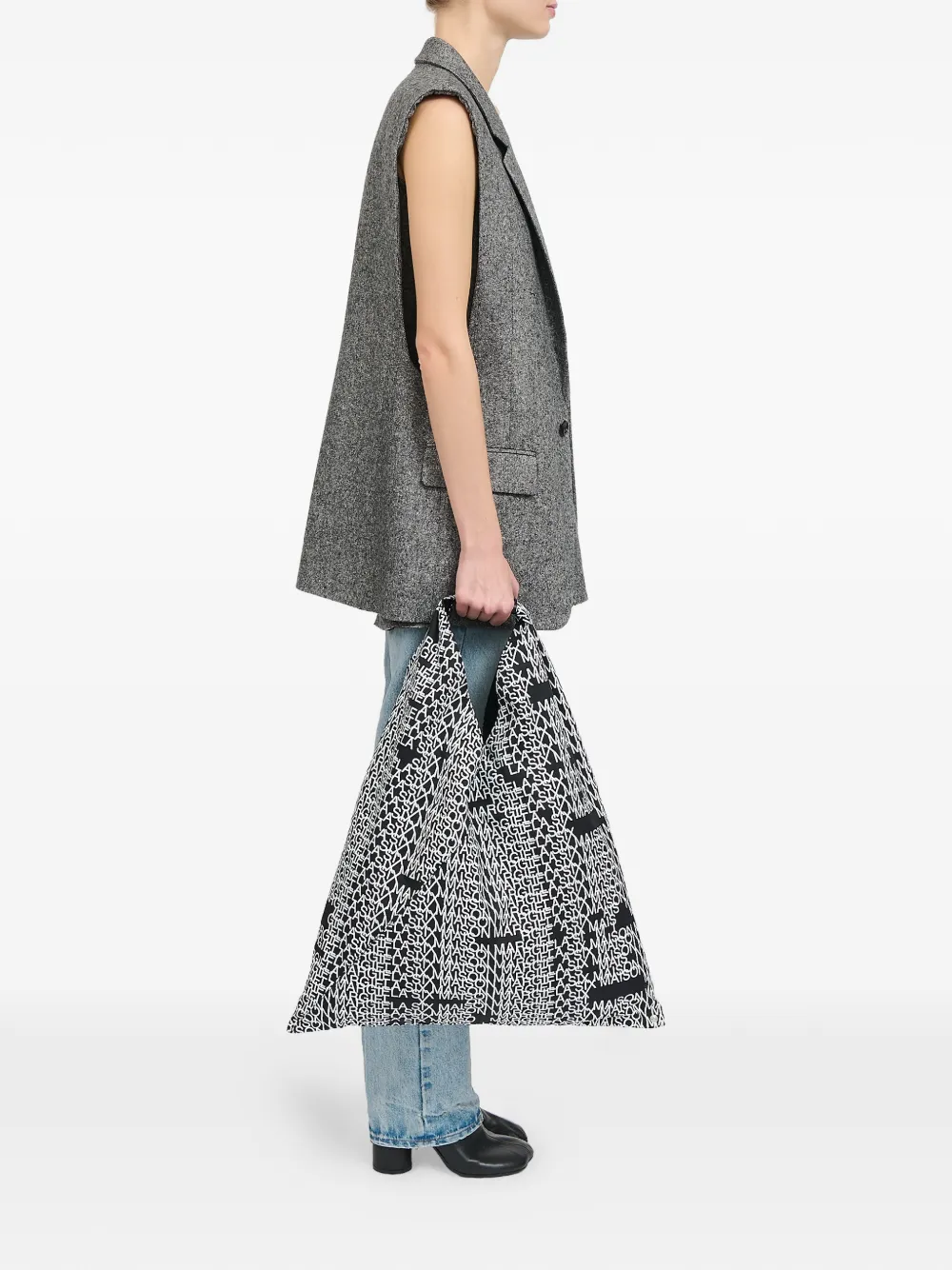 MM6 Maison Margiela Japanese logoprint handtas Zwart
