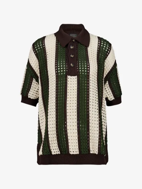 Haight striped open-knit polo shirt