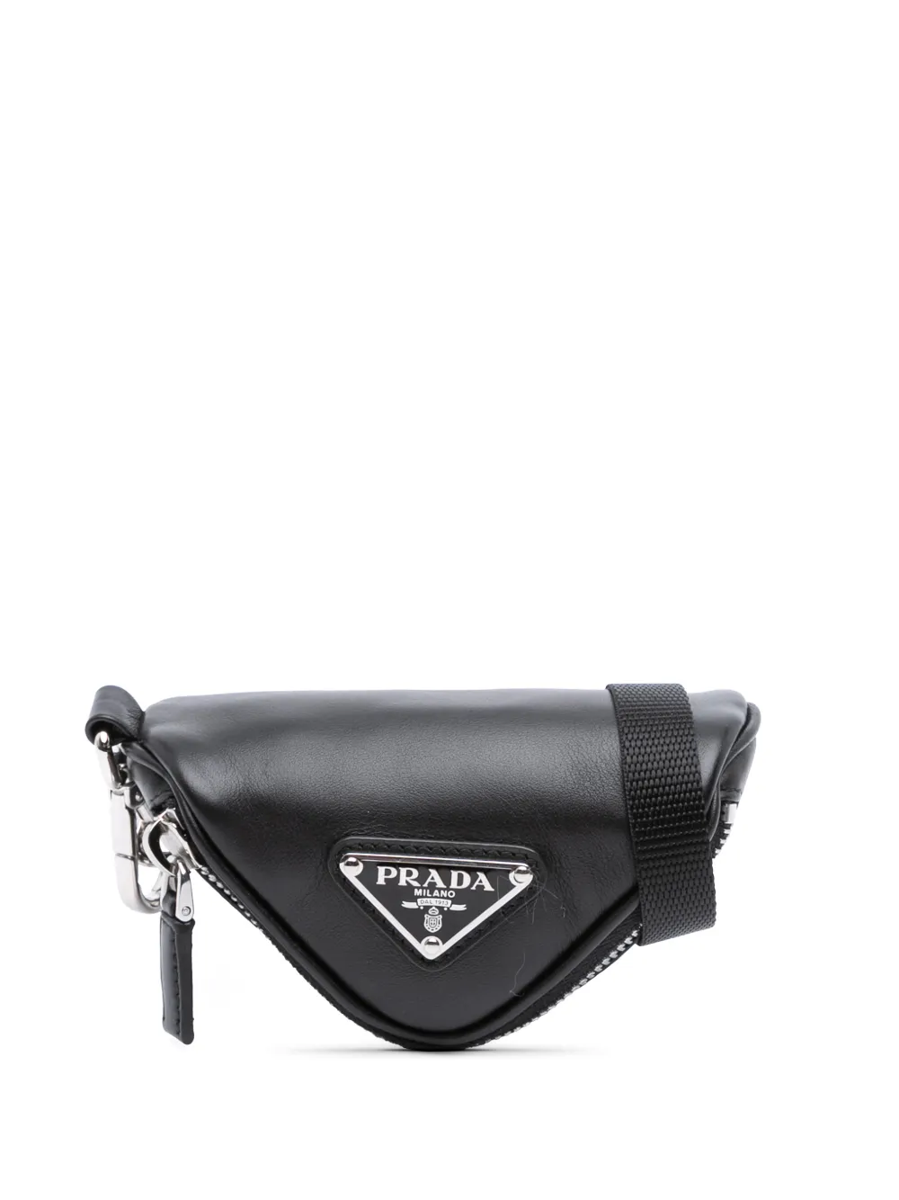 Prada Pre-Owned 2021-2026 Mini Soft Nappa Triangle Pouch crossbody bag - Nero