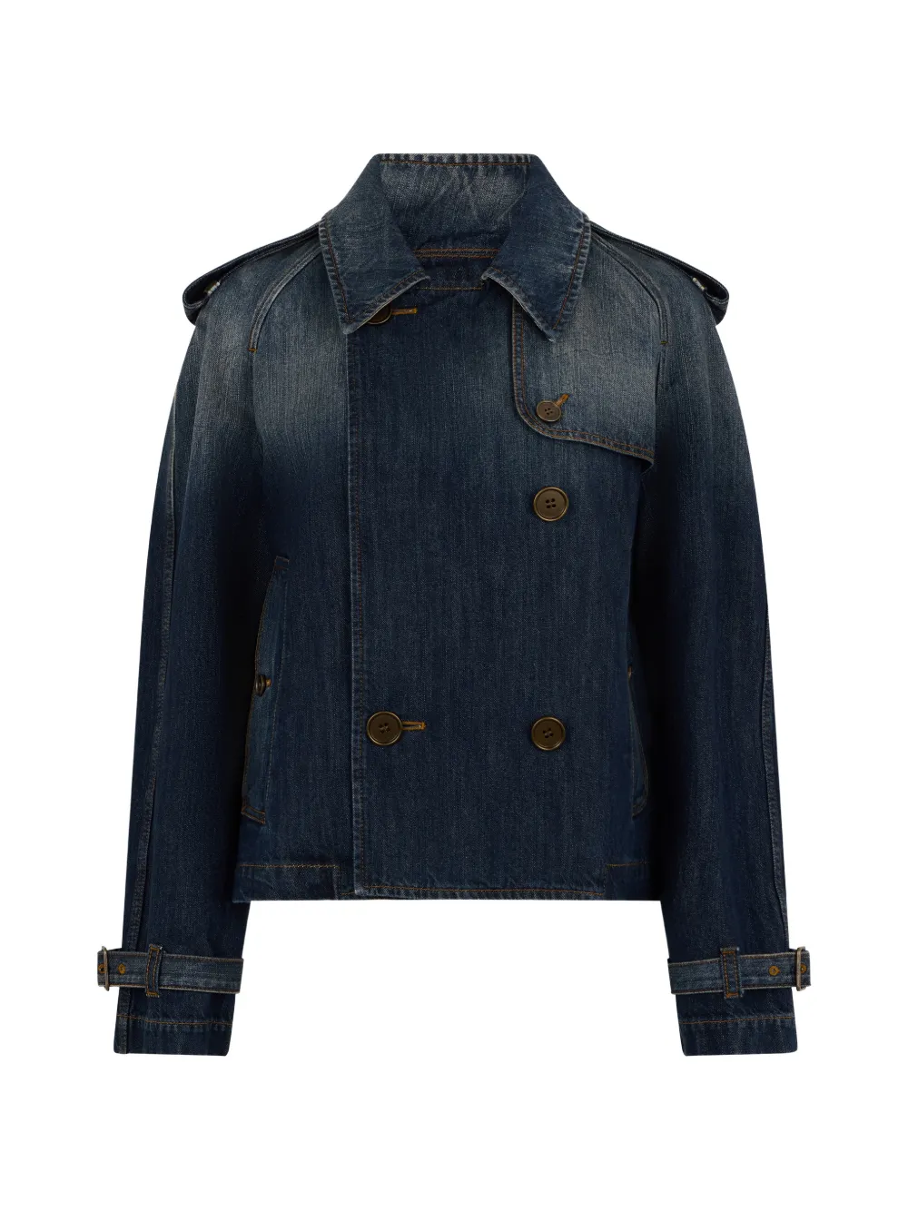 Burberry double-breasted cropped denim jacket - Blu