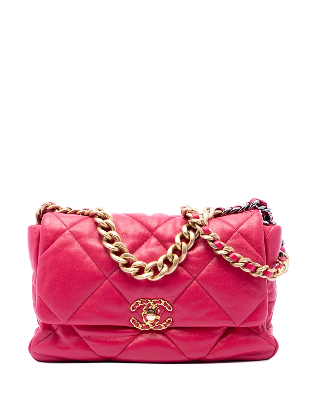 CHANEL Pre-Owned 2019 Large Lambskin 19 Flap satchel - Rosa