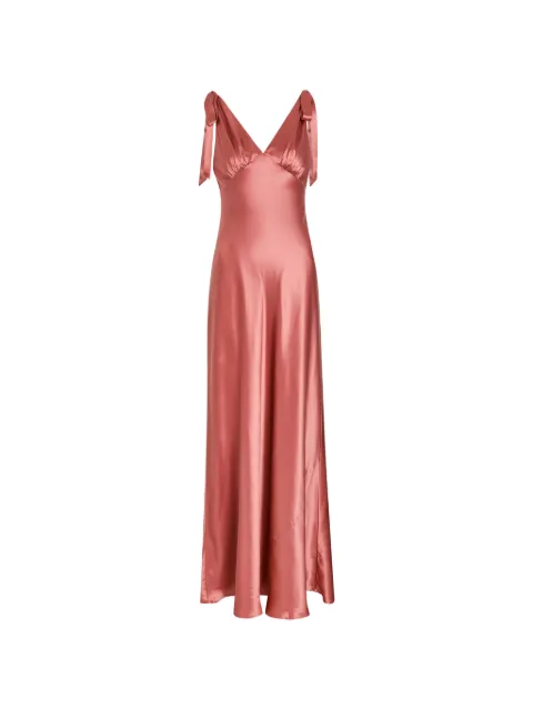 Reformation Pernille tie-shoulder satin-finish maxi dress