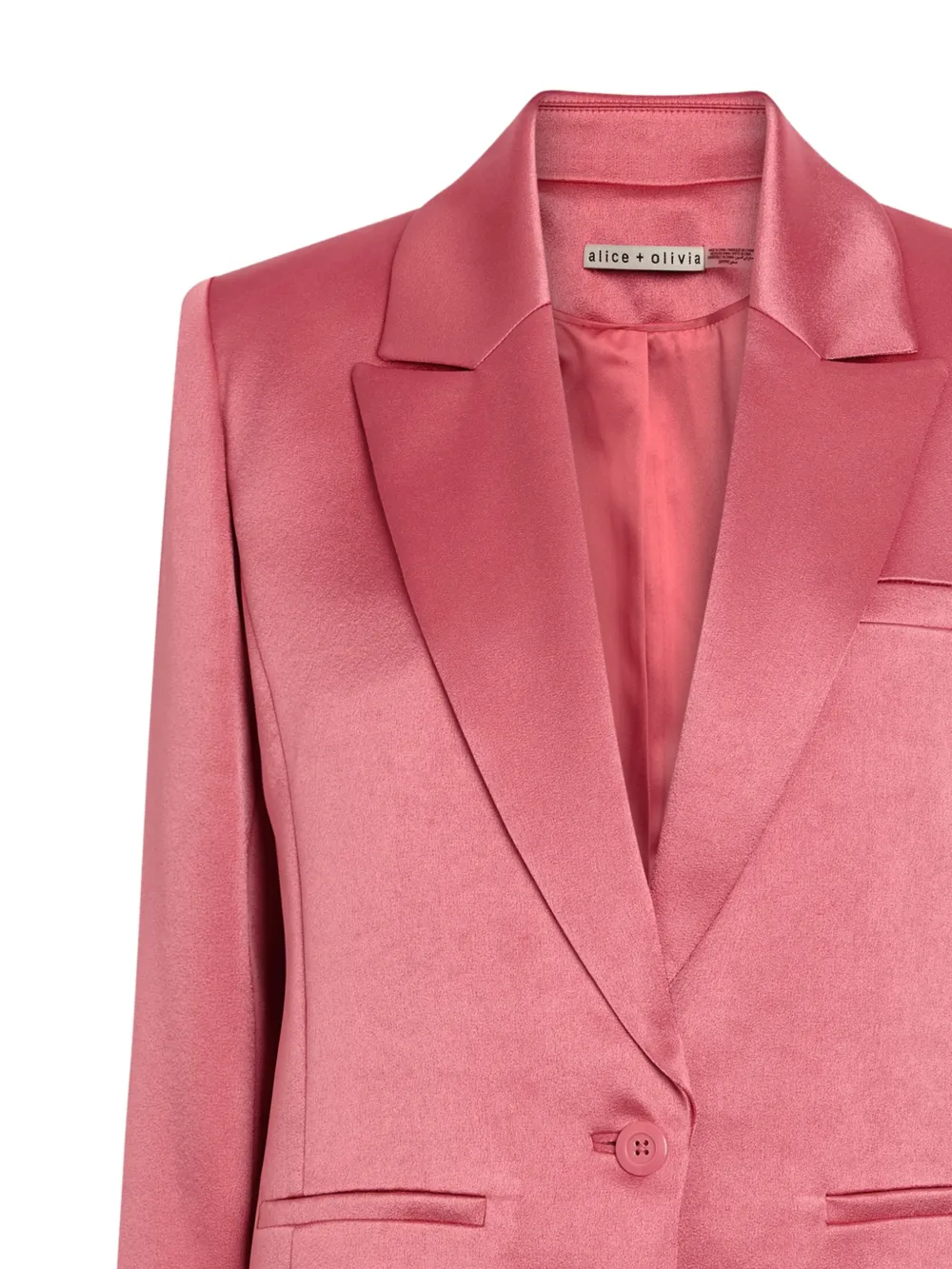 alice + olivia Billie satijnen blazer met enkele rij knopen Roze