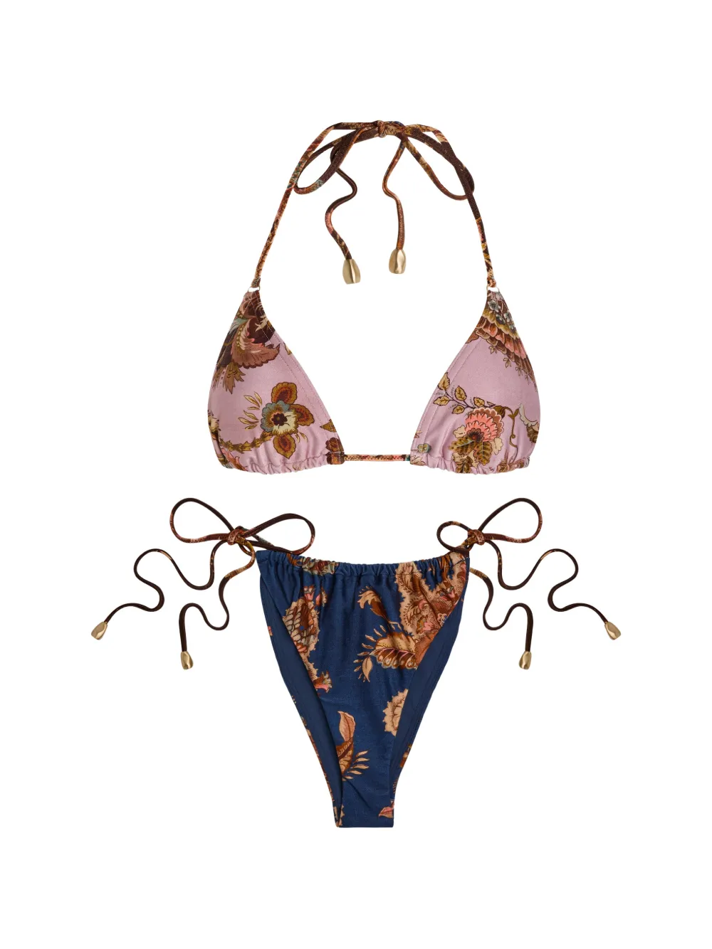 ZIMMERMANN Aster floral-print spliced bikini - Rosa