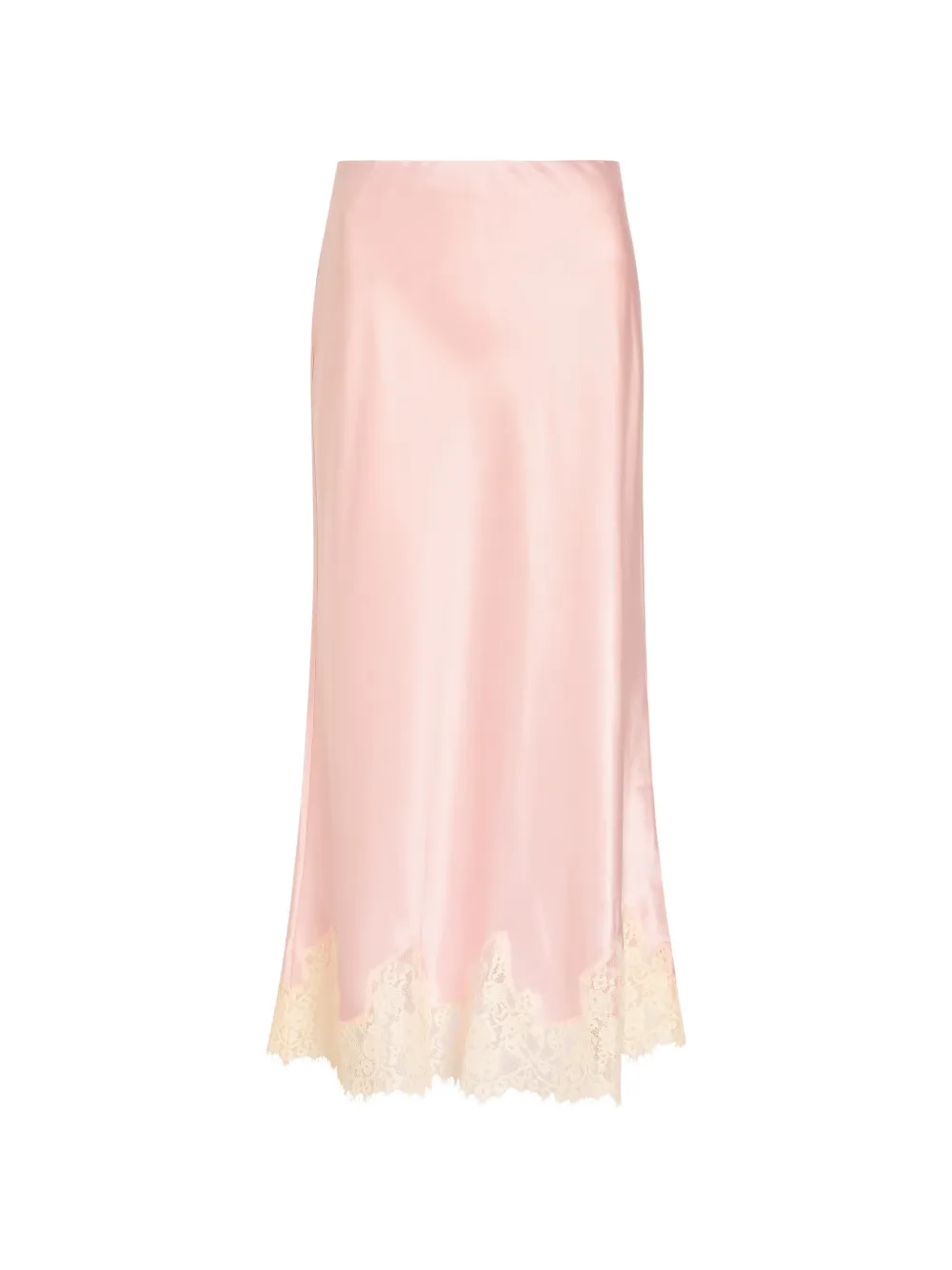 Reformation Carolina lace-trim satin midi skirt - Rosa