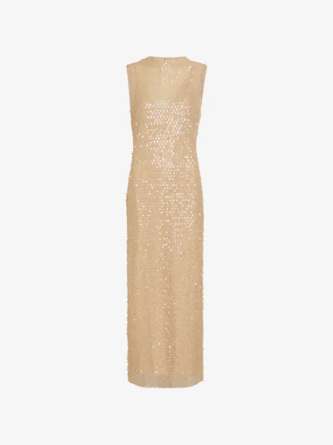 Shona Joy vestido largo Everly sin mangas bordado con lentejuelas