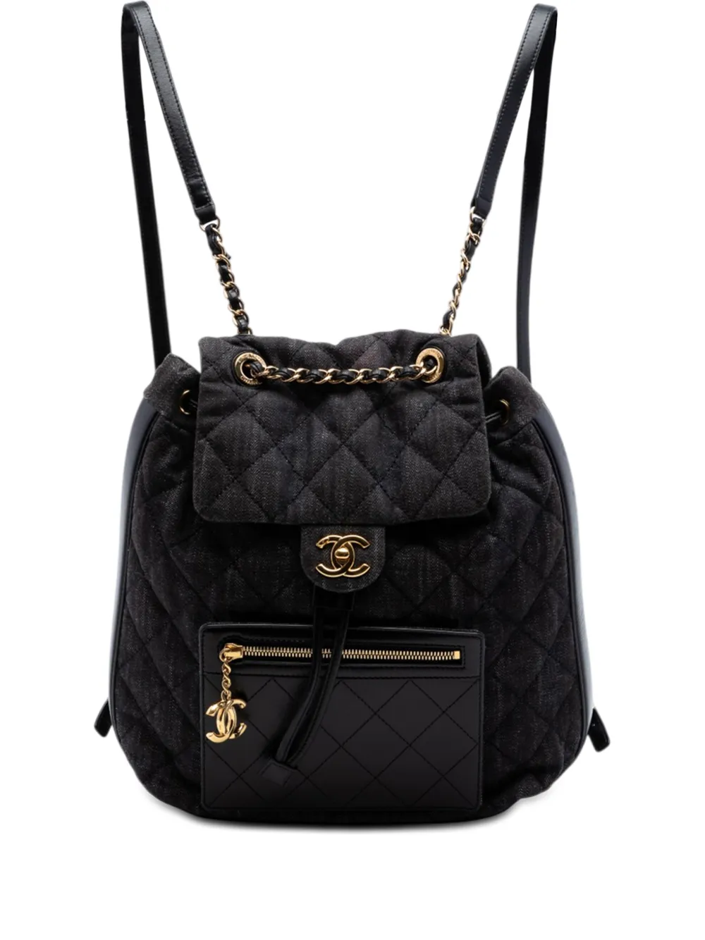 CHANEL Pre-Owned 2016-2017 CC Quilted Denim and Calfskin backpack - Grigio