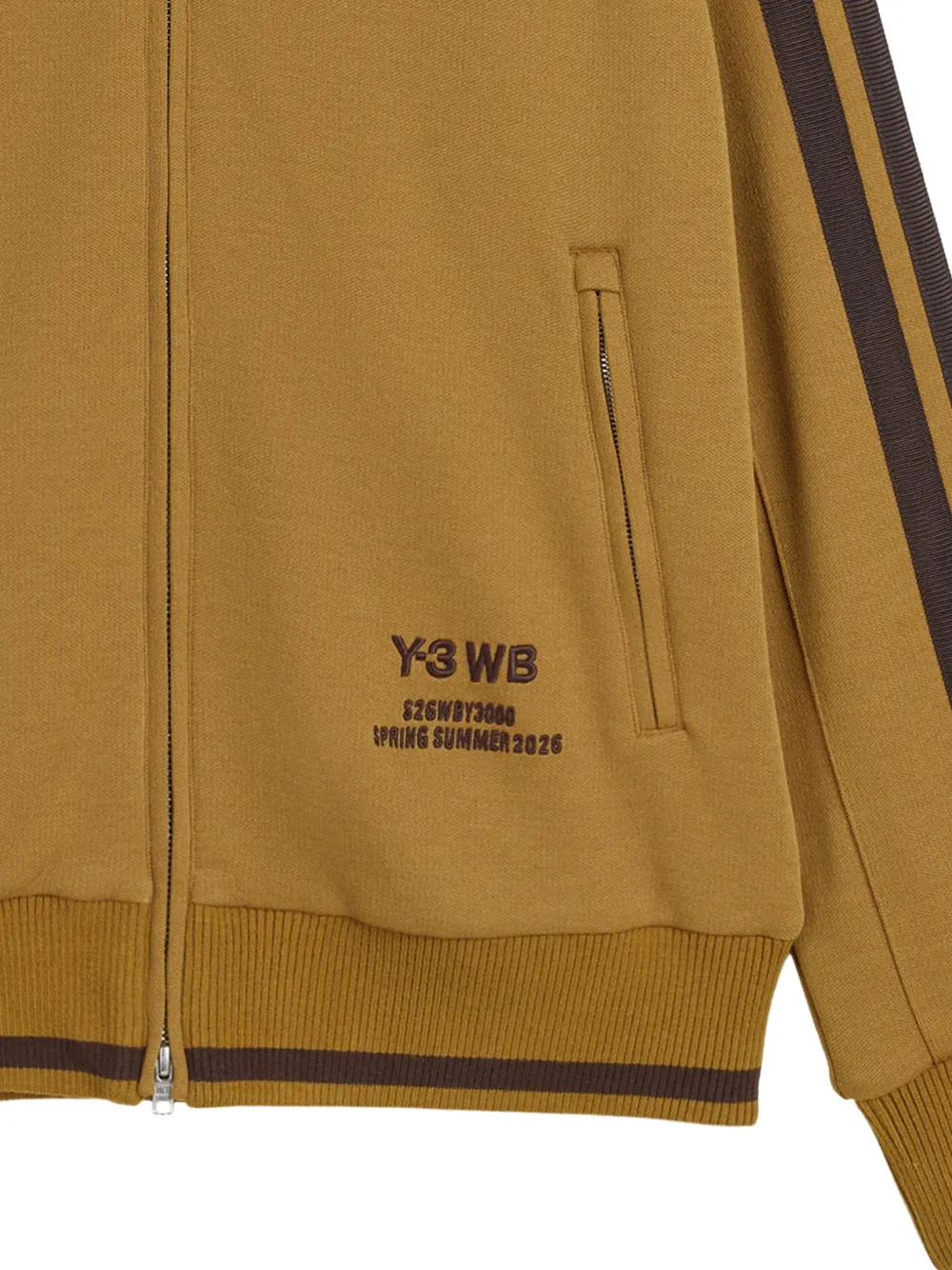 Y-3 x Wales Bonner and Yohji Yamamoto trainingsjack met zijstreep Bruin