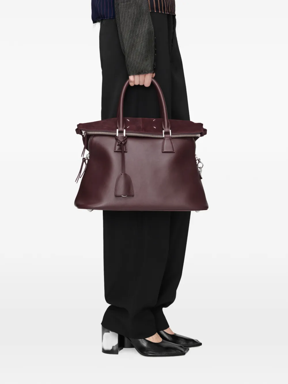 Maison Margiela 5AC zachte leren medium shopper Rood