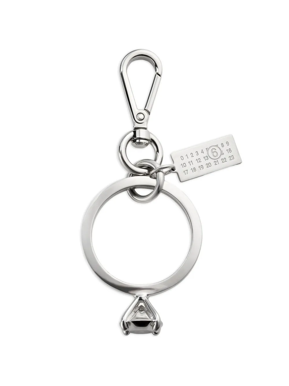 MM6 Maison Margiela polished palladium clip keyring - Argento