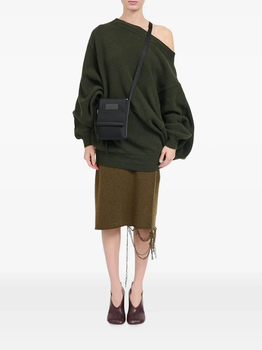 MM6 Maison Margiela Tracollina Numeric schoudertas met logopatch Zwart