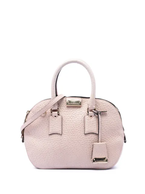 Burberry Pre-Owned lille Heritage Orchard bowling-satchel-taske i grynet kalveskind fra 2000-2017