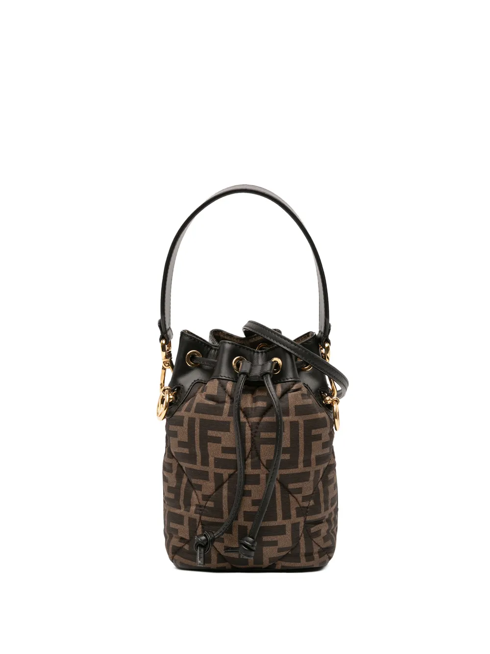 Fendi Pre-Owned 2010-2025 Mini Quilted Silk FF 1974 Mon Tresor Bucket Bag satchel - Marrone