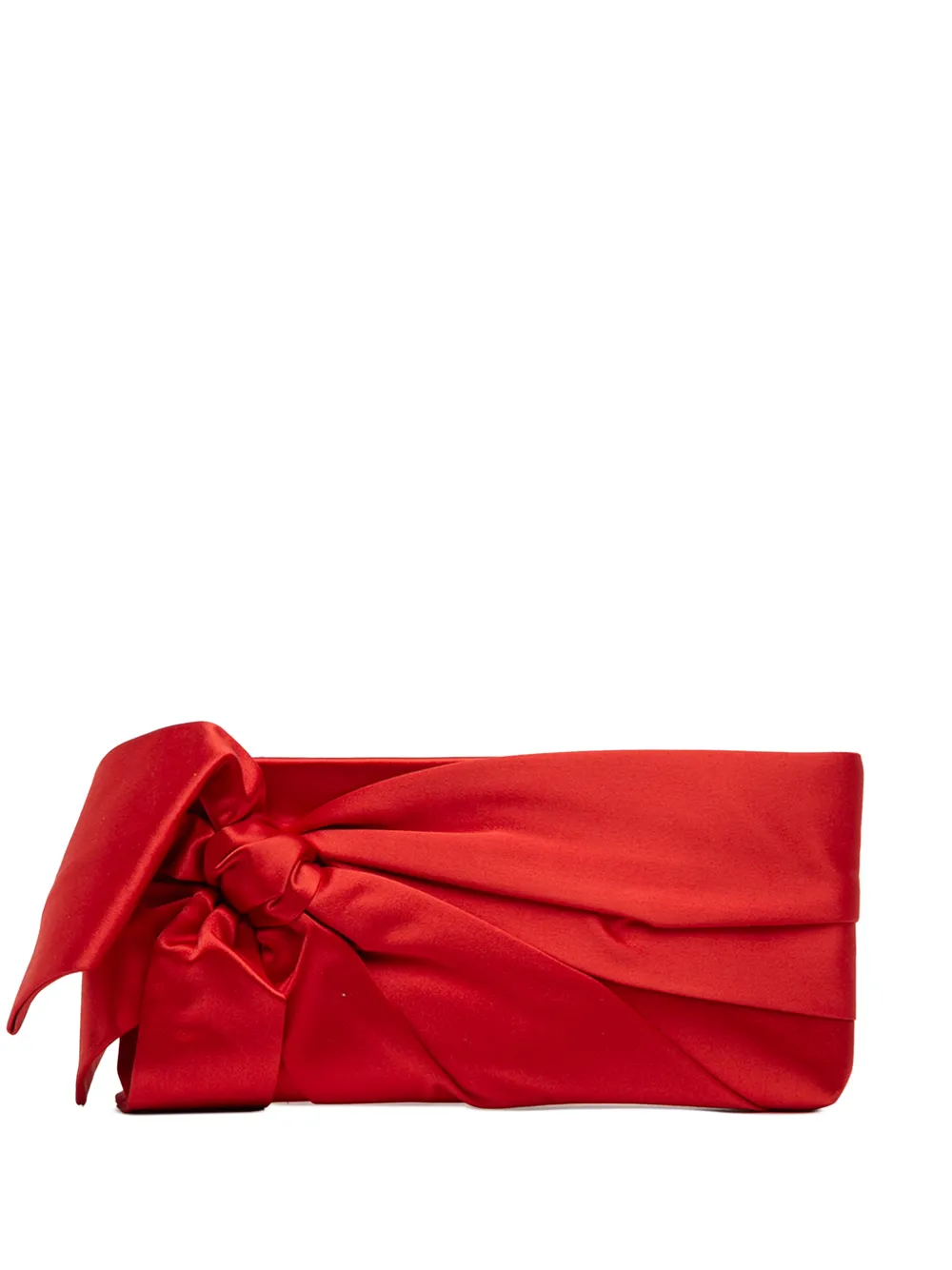 Valentino Garavani Pre-Owned 2010-2026 Pleated Satin Bow clutch bag - Rosso