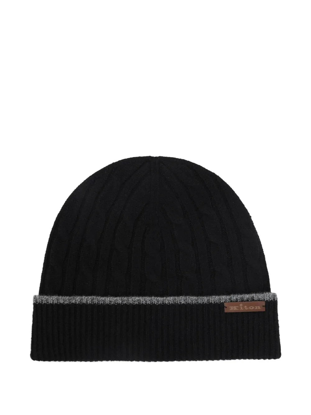 Kiton cable-knit beanie hat - Nero