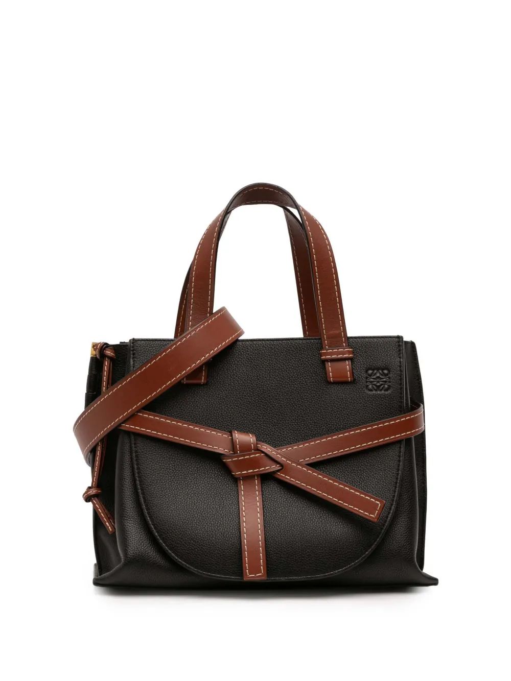 Pre-owned Loewe 2018 Small Leather Gate Top Handle Satchel In Black