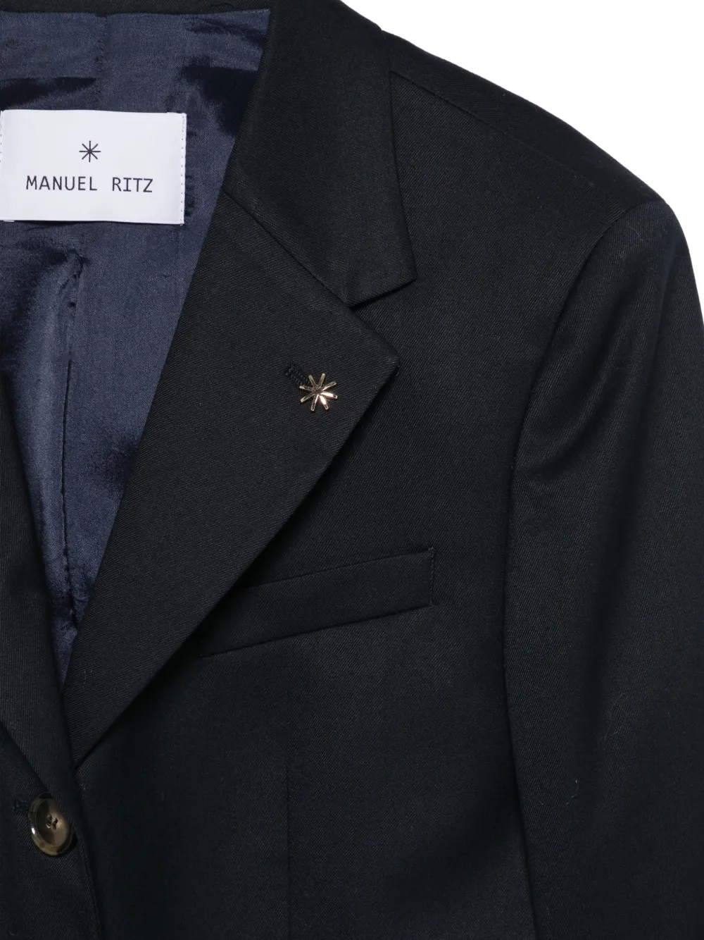Manuel Ritz logo-pin single-breasted blazer Blauw