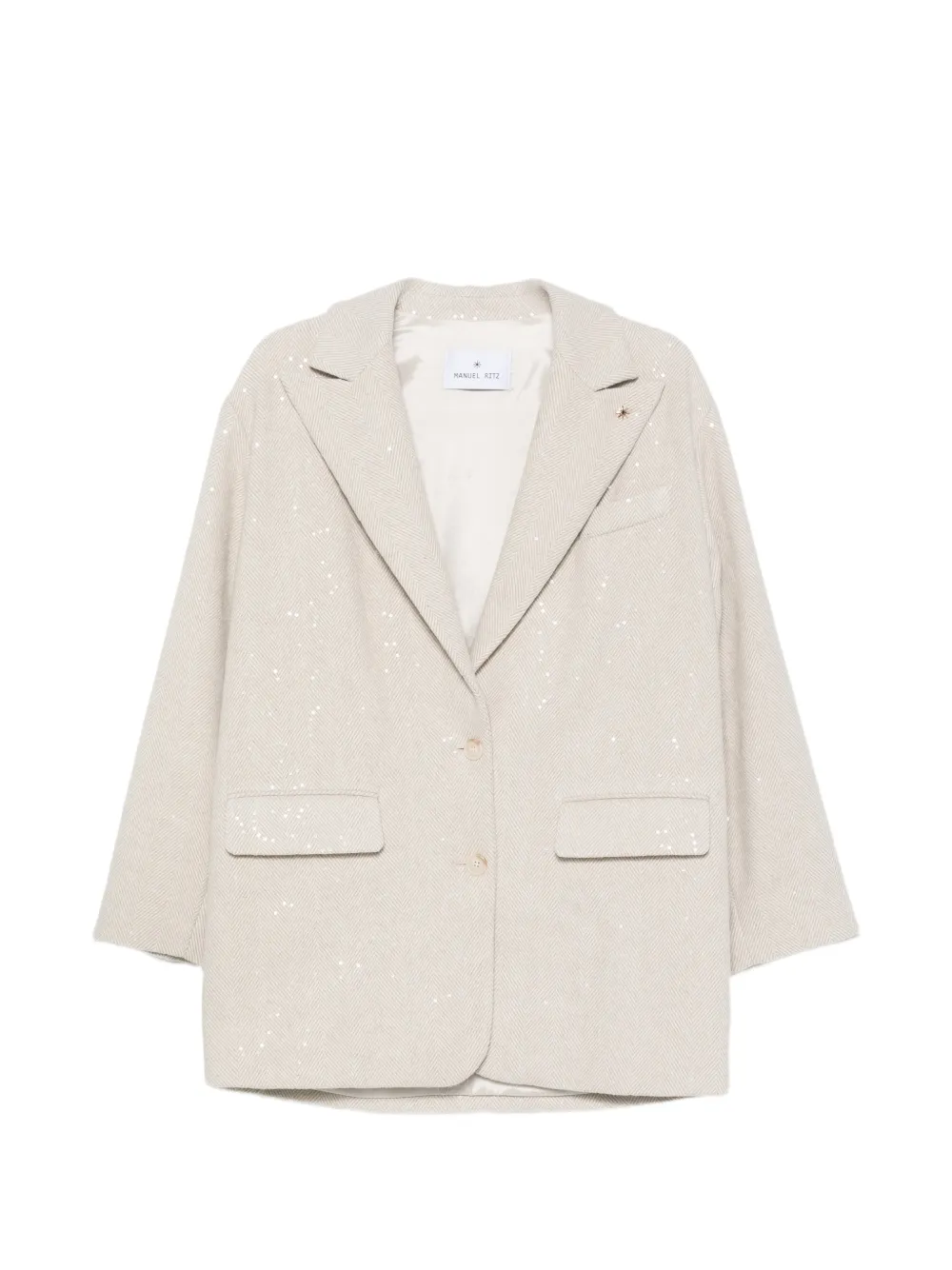 Manuel Ritz sequin-embellished herringbone blazer - Neutrals
