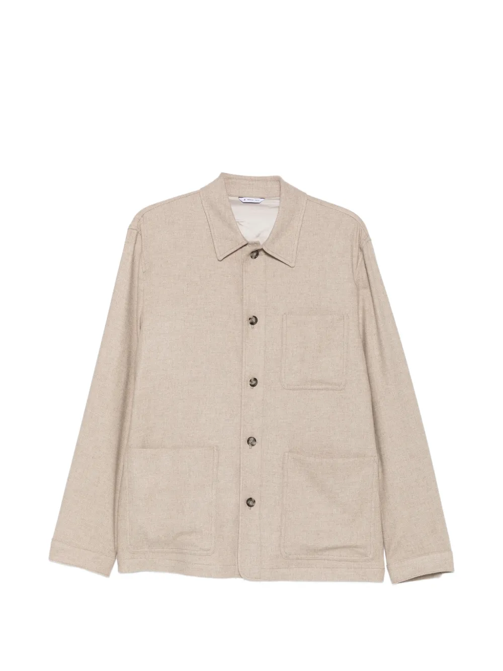 Manuel Ritz Wool-blend Twill Shirt Jacket In Neutral
