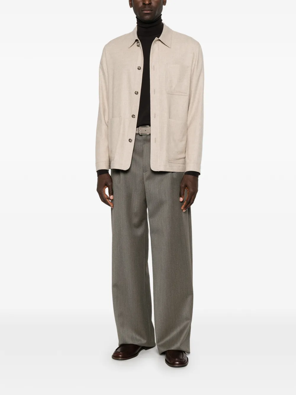 Manuel Ritz Twill shirtjack van wolblend Beige