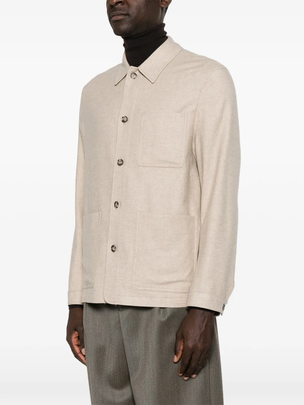 Manuel Ritz Twill shirtjack van wolblend Beige