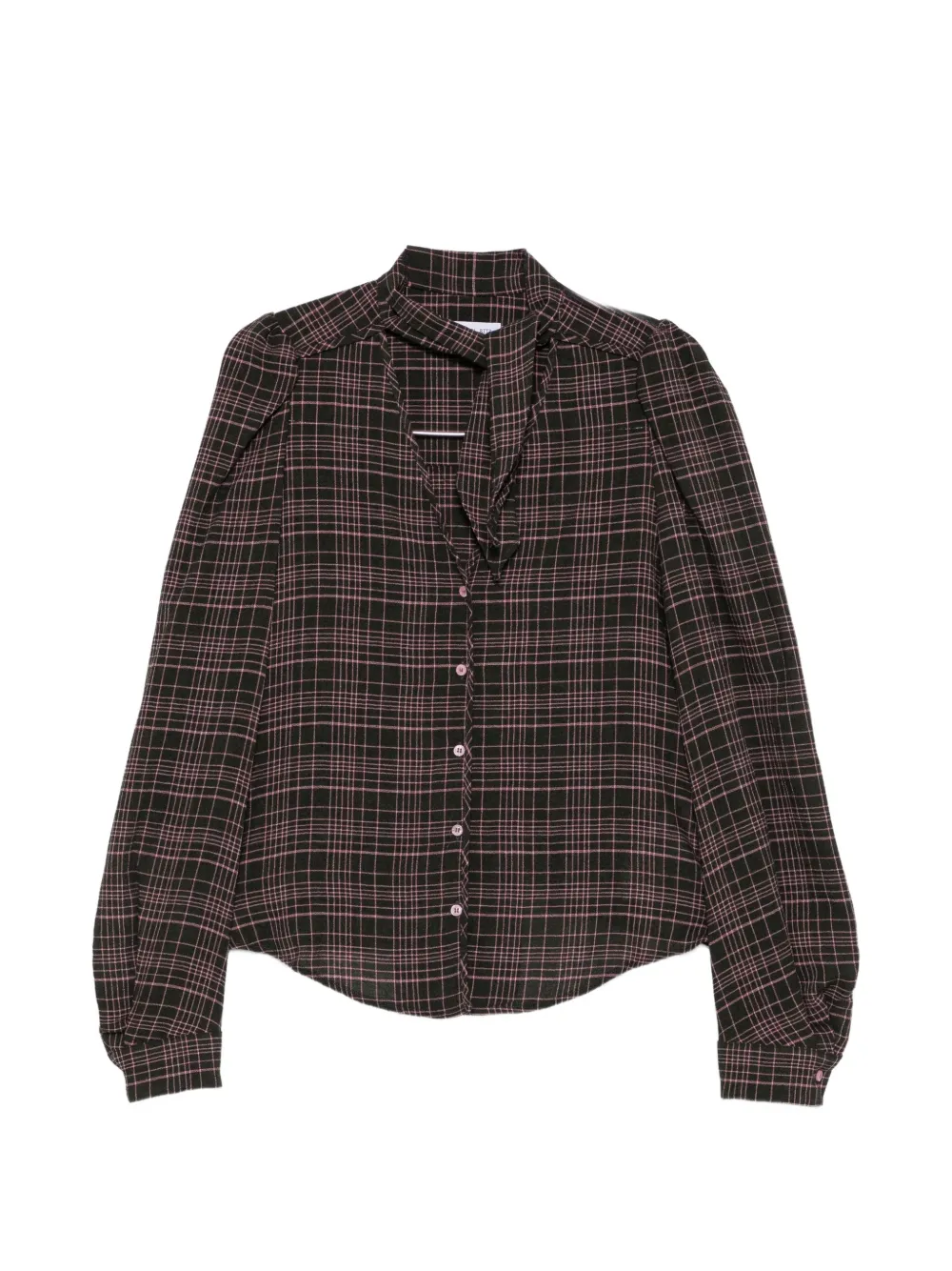 Manuel Ritz Check-pattern Pussy-bow Shirt In Brown