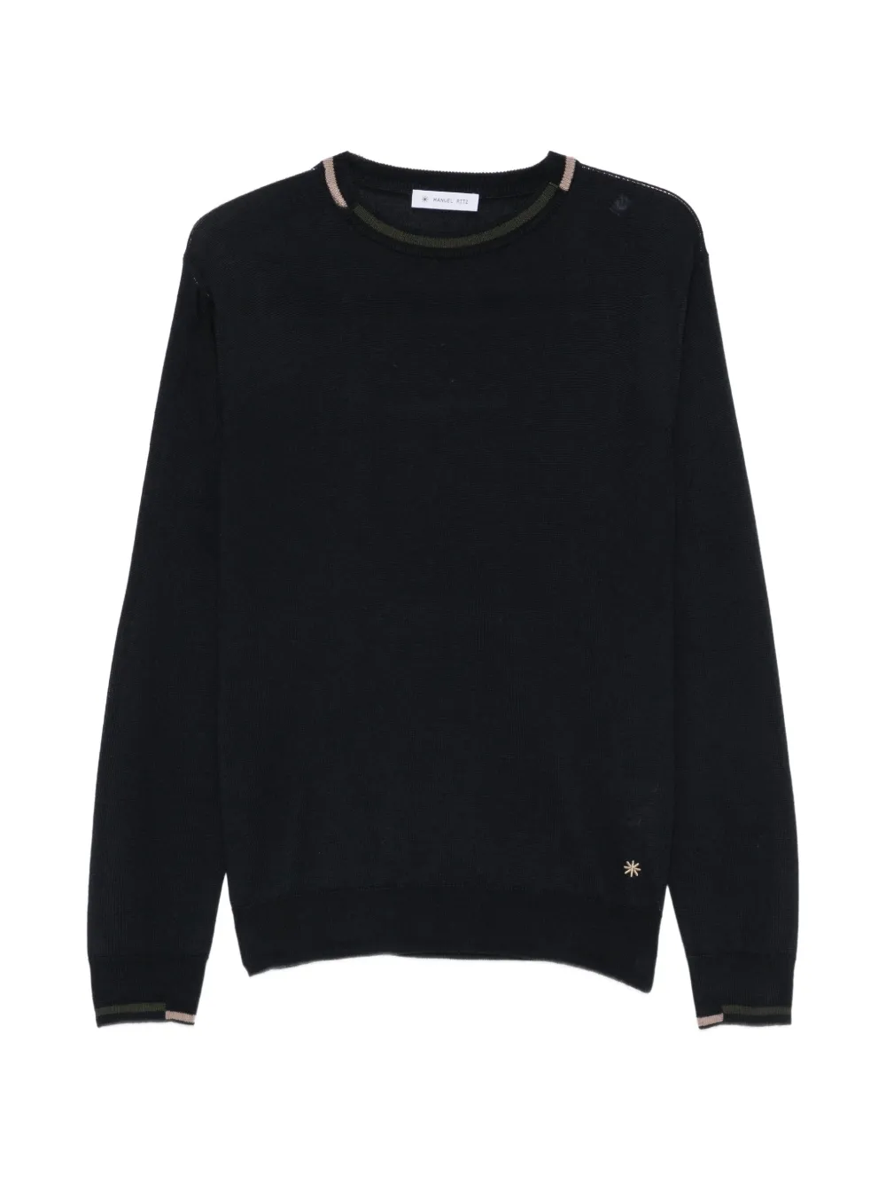 Manuel Ritz Contrast-trim Wool-blend Sweater In Black