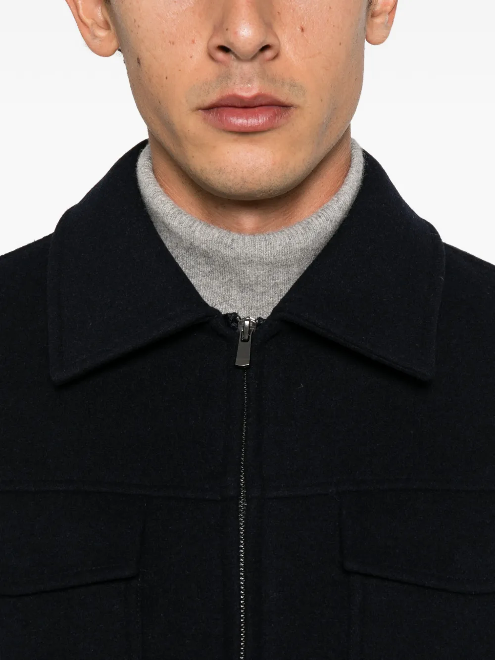 Manuel Ritz zip-up wool-blend jacket Blauw