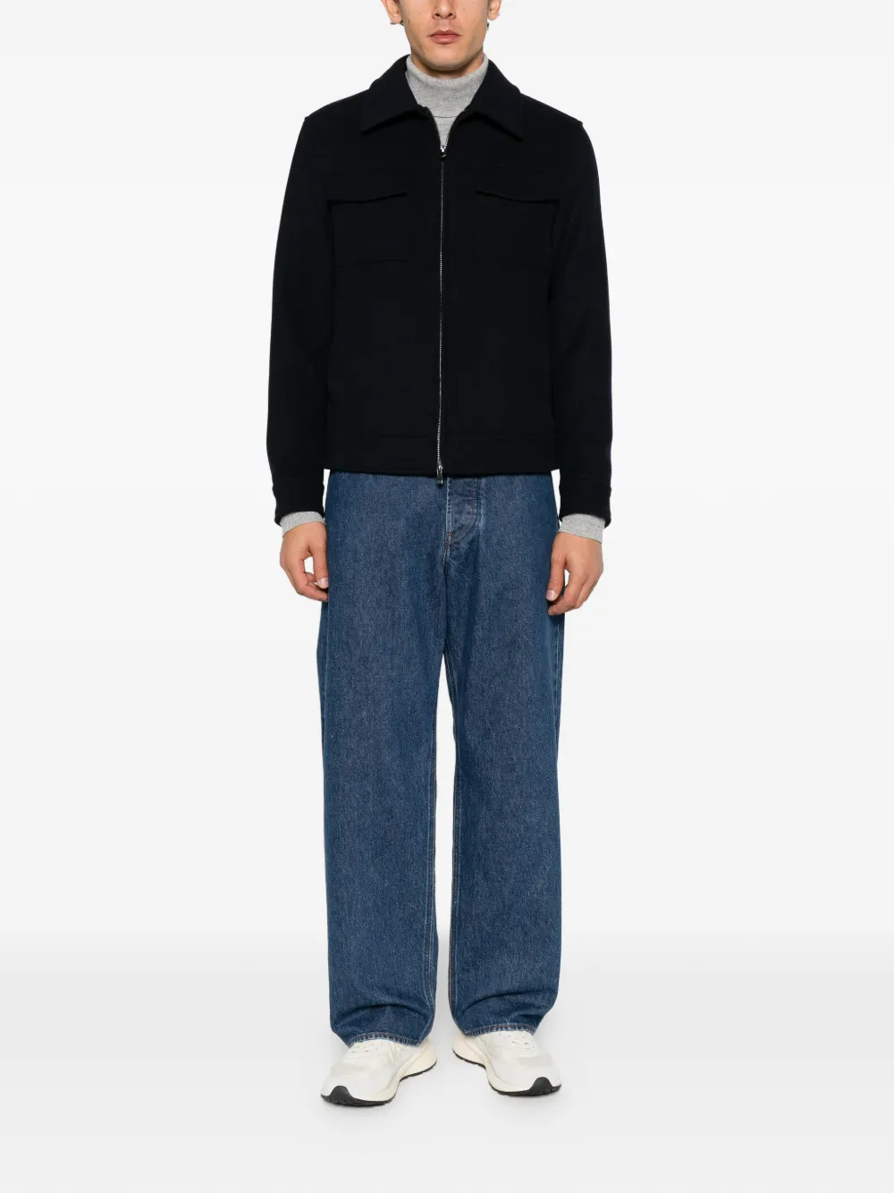 Manuel Ritz zip-up wool-blend jacket Blauw