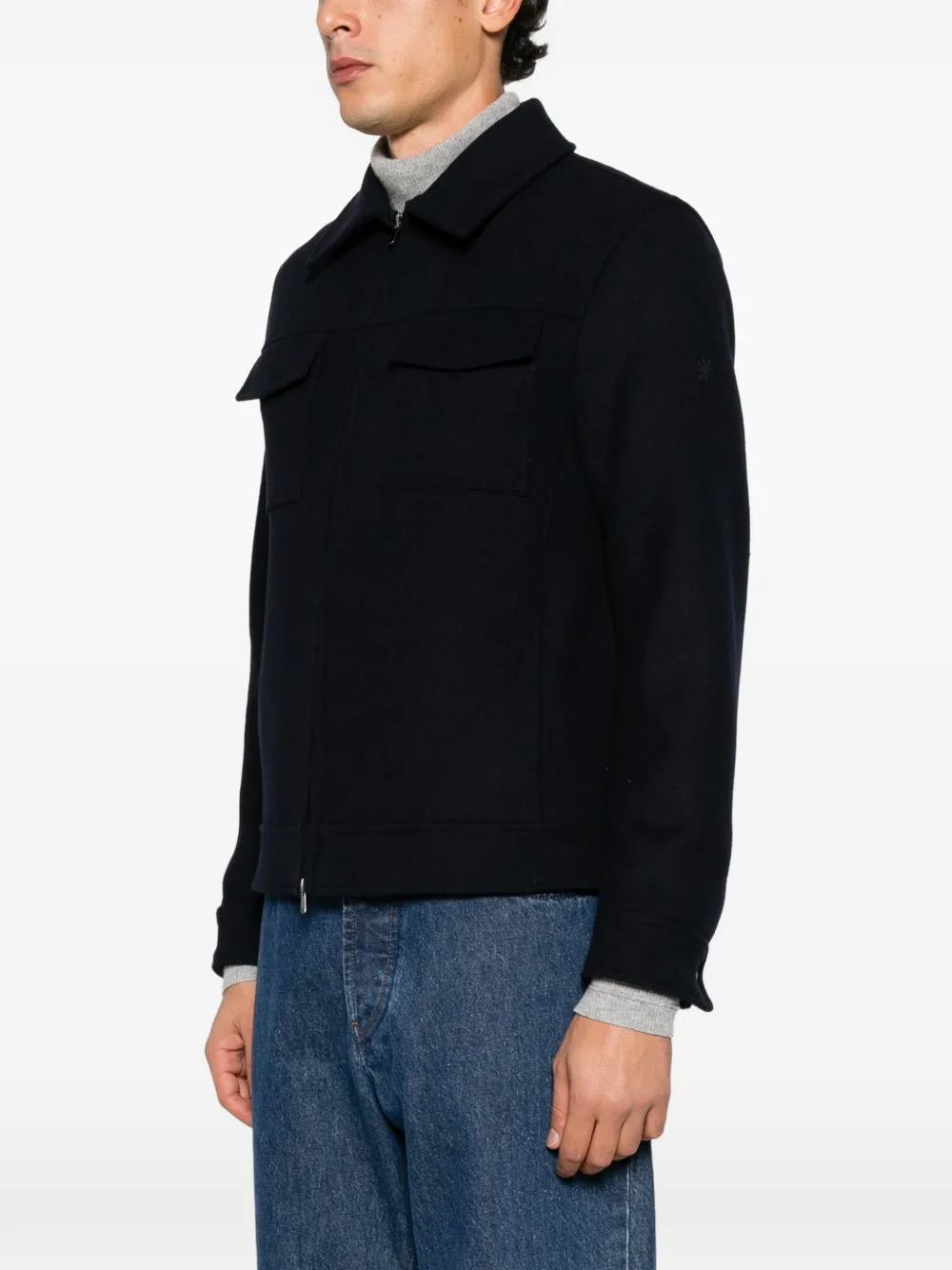 Manuel Ritz zip-up wool-blend jacket Blauw