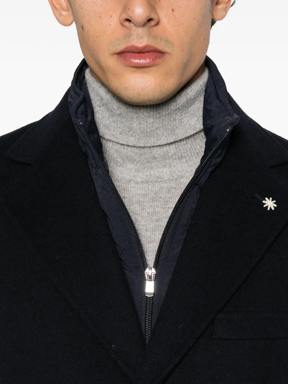 Manuel Ritz removable-bib notched-lapel coat Blauw