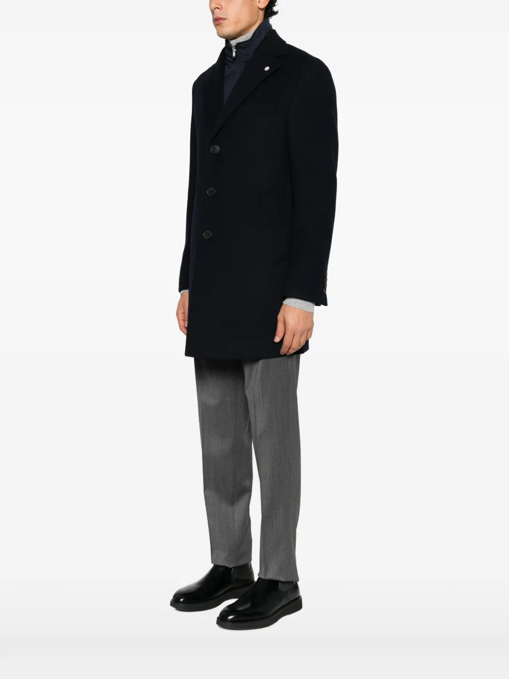Manuel Ritz removable-bib notched-lapel coat Blauw